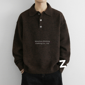 Pletena majica, korejski stil, slobodan kroj, okrugli izrez, uvijeni uzorak