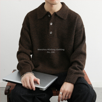 Pletena majica, korejski stil, slobodan kroj, okrugli izrez, uvijeni uzorak