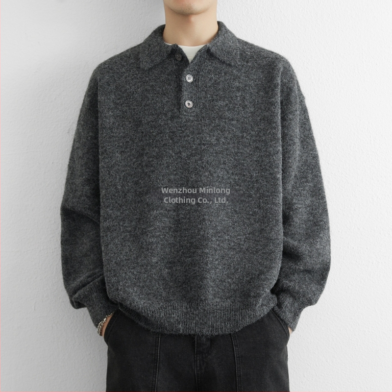 Pletena majica, korejski stil, slobodan kroj, okrugli izrez, uvijeni uzorak