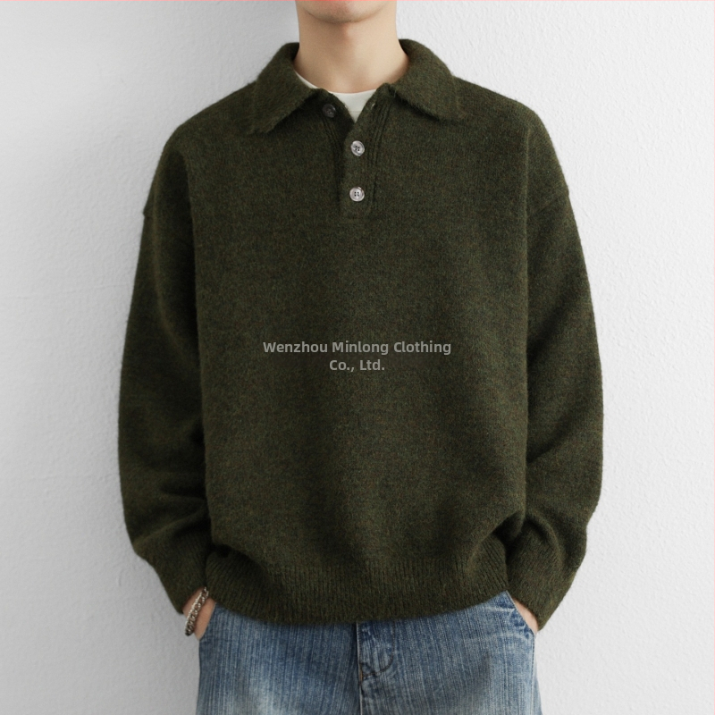 Pletena majica, korejski stil, slobodan kroj, okrugli izrez, uvijeni uzorak