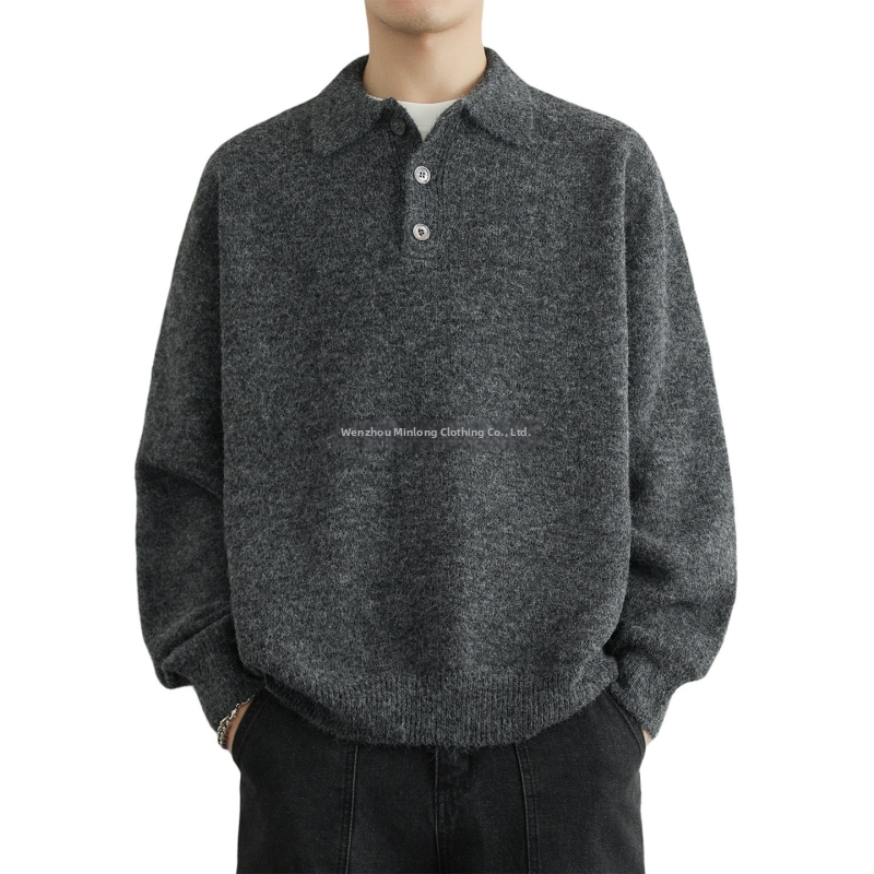 Pletena majica, korejski stil, slobodan kroj, okrugli izrez, uvijeni uzorak