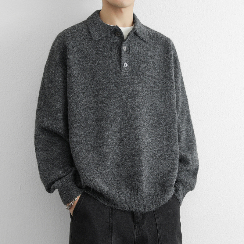 Pletena majica, korejski stil, slobodan kroj, okrugli izrez, uvijeni uzorak