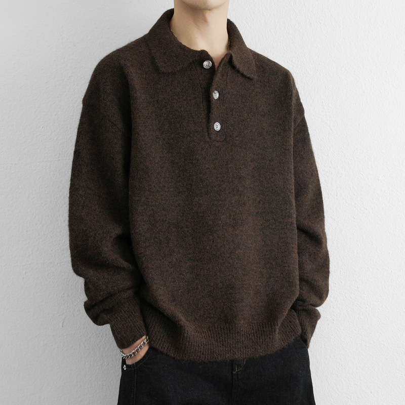 Pletena majica, korejski stil, slobodan kroj, okrugli izrez, uvijeni uzorak