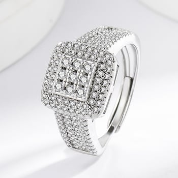 Rézgyűrű négyszögletes geometriai formával – elektroplatált felület, könnyed luxus stílusú kézhez illő ékszer