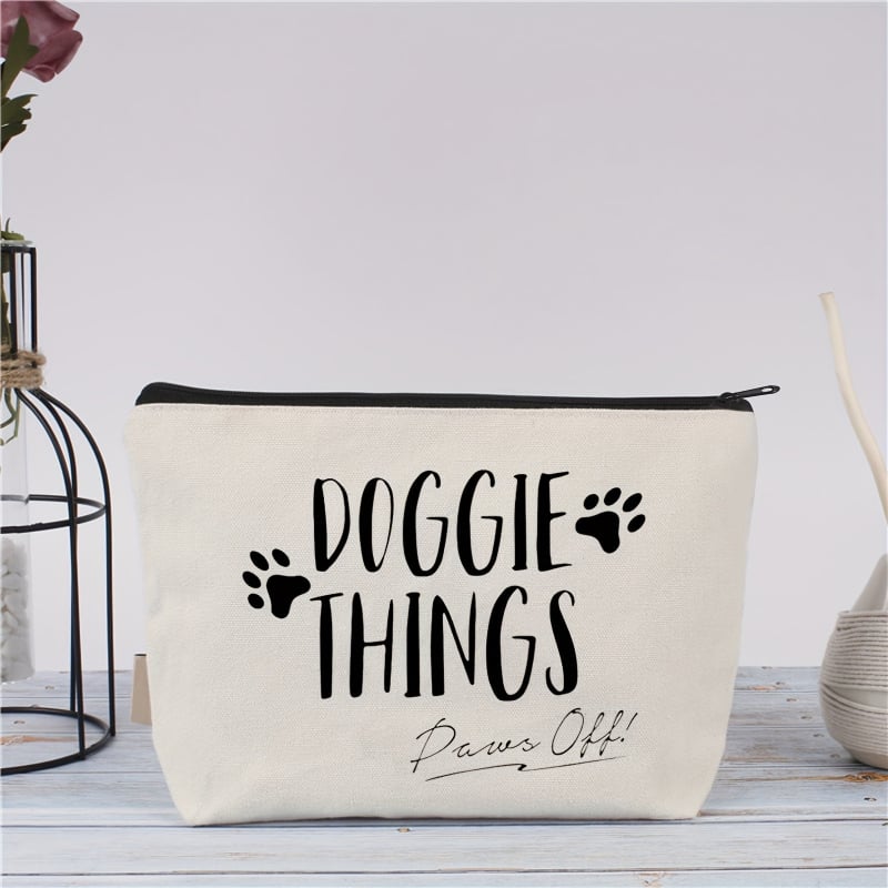 Τσάντα Ταξιδιού για Λάτρεις των Σκύλων και Οργανωτής Καλλυντικών — Καμβάς, Σχέδιο με Γράμματα, Εσωτερική Επένδυση Καμβά, Αναπνεύσιμη, Ανθεκτικό στη φθορά, Unisex, Στυλ Business Elite