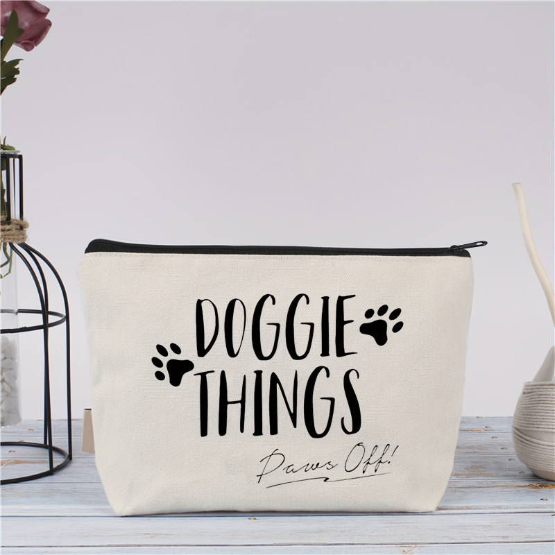 Τσάντα Ταξιδιού για Λάτρεις των Σκύλων και Οργανωτής Καλλυντικών — Καμβάς, Σχέδιο με Γράμματα, Εσωτερική Επένδυση Καμβά, Αναπνεύσιμη, Ανθεκτικό στη φθορά, Unisex, Στυλ Business Elite