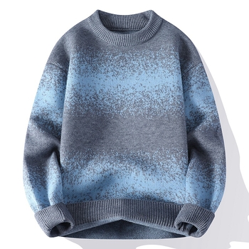 Muški pleteni džemper | labav kroj, okrugli izrez, dugi rukavi, jesen 2025, otporan na nabiranje i zadržavanje oblika, poliestarsko vlakno s krznom zeca