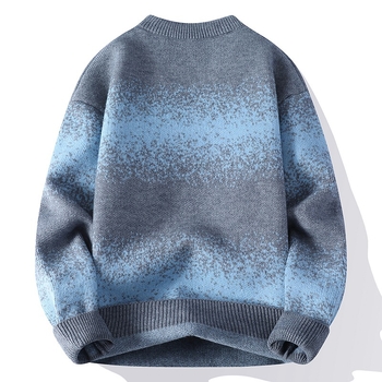 Muški pleteni džemper | labav kroj, okrugli izrez, dugi rukavi, jesen 2025, otporan na nabiranje i zadržavanje oblika, poliestarsko vlakno s krznom zeca