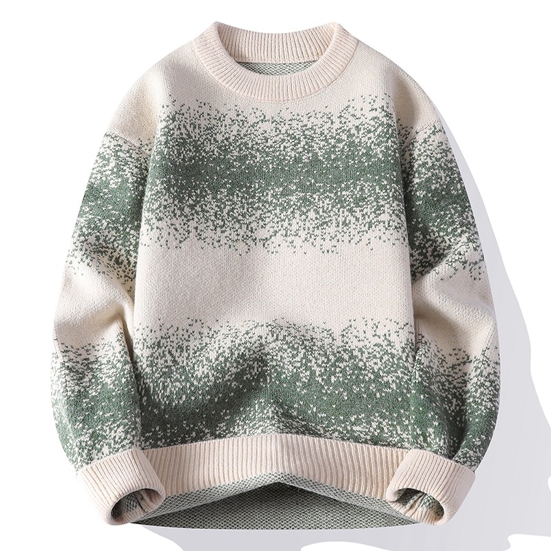 Muški pleteni džemper | labav kroj, okrugli izrez, dugi rukavi, jesen 2025, otporan na nabiranje i zadržavanje oblika, poliestarsko vlakno s krznom zeca