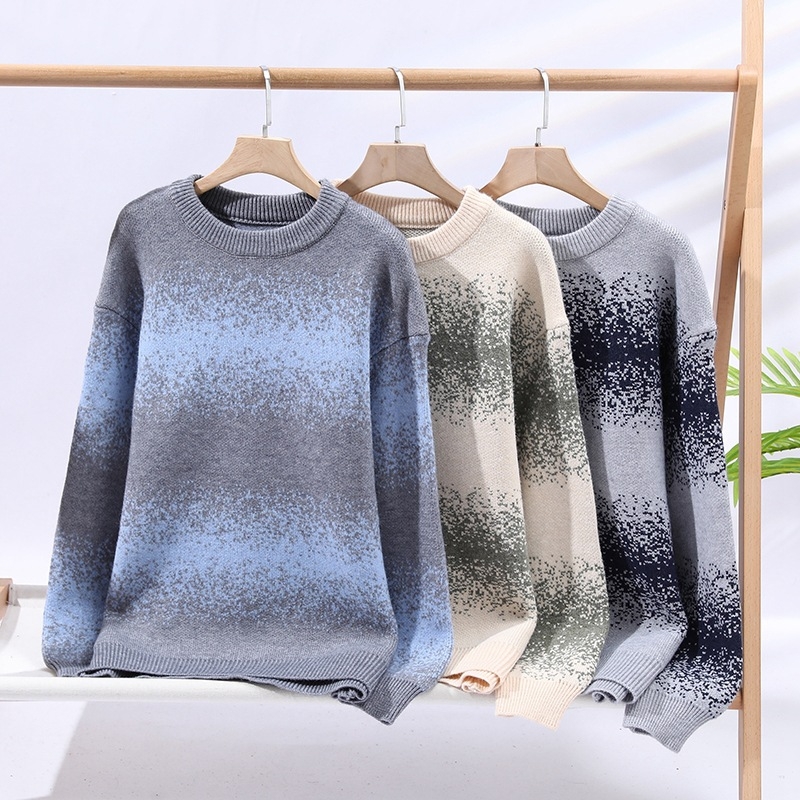 Muški pleteni džemper | labav kroj, okrugli izrez, dugi rukavi, jesen 2025, otporan na nabiranje i zadržavanje oblika, poliestarsko vlakno s krznom zeca