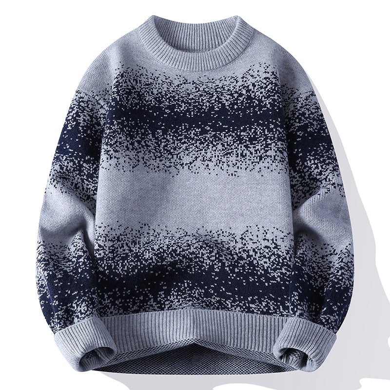 Muški pleteni džemper | labav kroj, okrugli izrez, dugi rukavi, jesen 2025, otporan na nabiranje i zadržavanje oblika, poliestarsko vlakno s krznom zeca