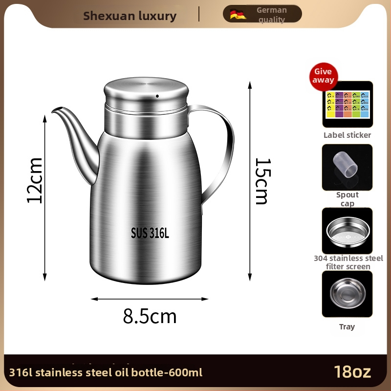 Posuda za ulje od 316L nehrđajućeg čelika za kuhinju, prehrambena kvaliteta, automatsko otvaranje i zatvaranje