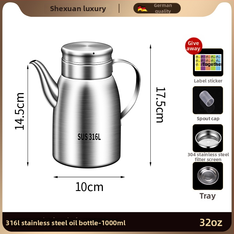 Posuda za ulje od 316L nehrđajućeg čelika za kuhinju, prehrambena kvaliteta, automatsko otvaranje i zatvaranje