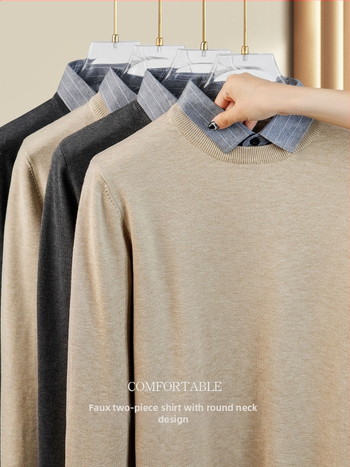 Muški pleteni džemper s kapuljačom i okruglim izrezom, dugi rukavi, mješavina poliestera, jesensko-zimska 2025