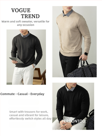 Muški pleteni džemper s kapuljačom i okruglim izrezom, dugi rukavi, mješavina poliestera, jesensko-zimska 2025