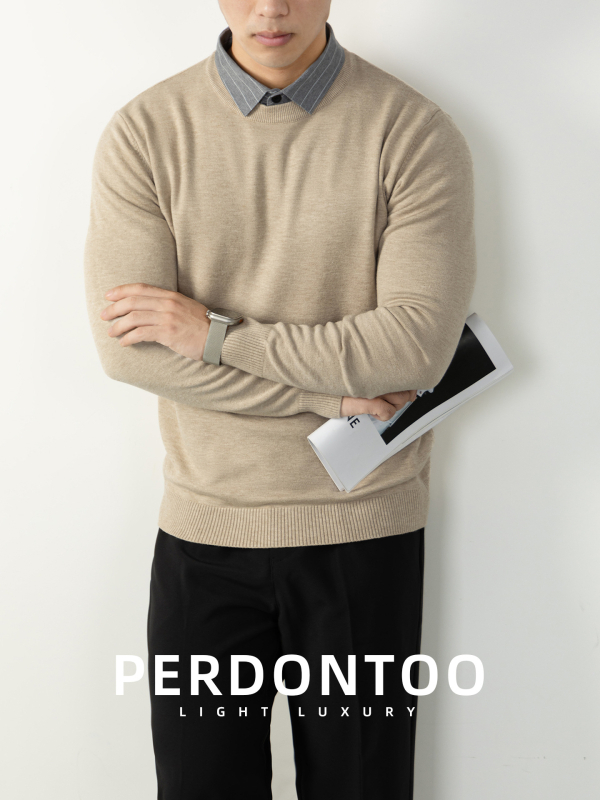 Muški pleteni džemper s kapuljačom i okruglim izrezom, dugi rukavi, mješavina poliestera, jesensko-zimska 2025