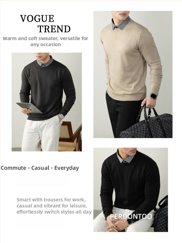Muški pleteni džemper s kapuljačom i okruglim izrezom, dugi rukavi, mješavina poliestera, jesensko-zimska 2025
