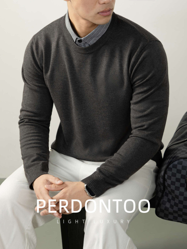 Muški pleteni džemper s kapuljačom i okruglim izrezom, dugi rukavi, mješavina poliestera, jesensko-zimska 2025