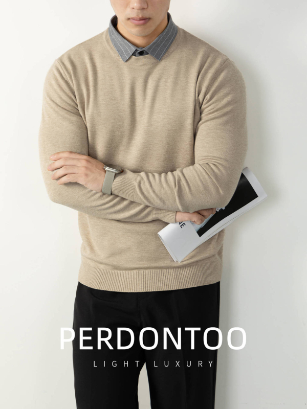 Muški pleteni džemper s kapuljačom i okruglim izrezom, dugi rukavi, mješavina poliestera, jesensko-zimska 2025