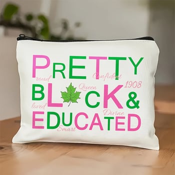 Τσαντάκι μακιγιάζ από καμβά με εκτύπωση γραμμάτων, θήκη ταξιδιού, στυλ αστικής απλότητας, διαπνοή με επένδυση πολυεστέρα