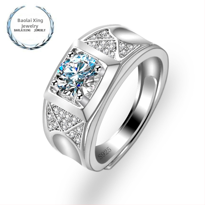 OD.SI férfi réz gyűrű moissanittel és cirkonnal, elektrolitikus bevonattal