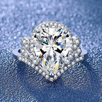 Női koronás gyűrű szív alakú kővel, galvanizált bevonattal, őszi 2024 divat