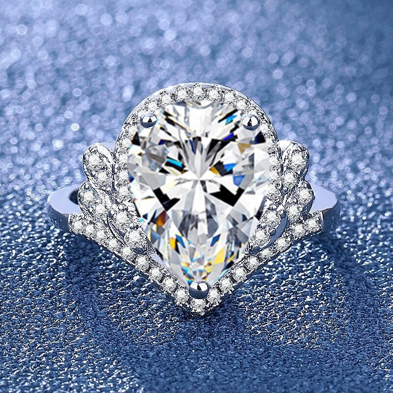 Női koronás gyűrű szív alakú kővel, galvanizált bevonattal, őszi 2024 divat