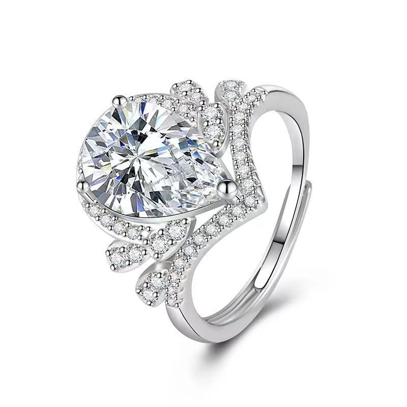 Női koronás gyűrű szív alakú kővel, galvanizált bevonattal, őszi 2024 divat