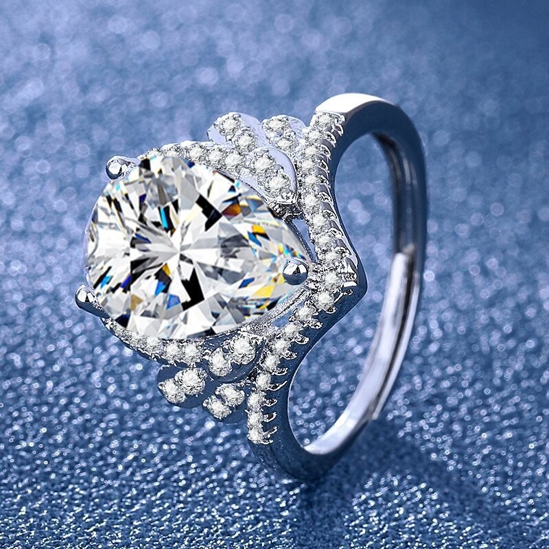 Női koronás gyűrű szív alakú kővel, galvanizált bevonattal, őszi 2024 divat