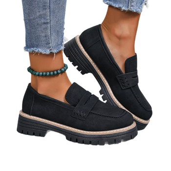 Платформени обувки за жени – кръгъл нос, PU горна част, 3–5 cm ток, PVC подметка, ежедневен стил