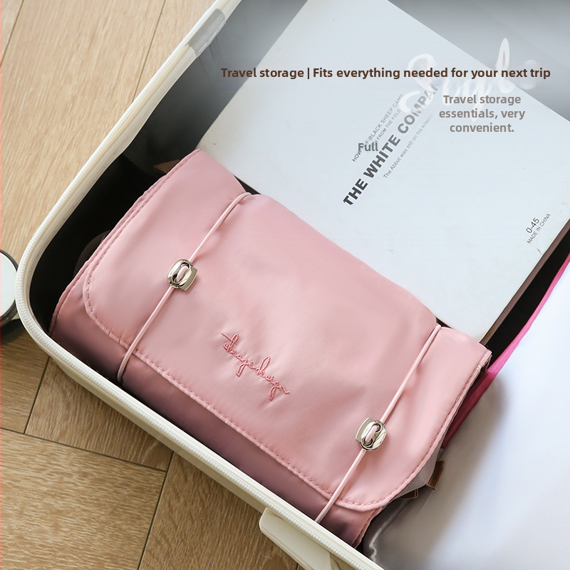 Γυναικεία νάιλον clutch τσάντα, αποσπώμενο σύστημα αποθήκευσης 4-σε-1, πτυσσόμενος ταξιδιωτικός καλλυντικός οργανωτής, αναπνεύσιμος σχεδιασμός, κλείσιμο Velcro