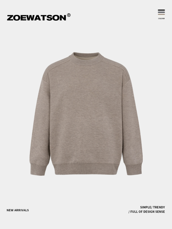 Pleteni džemper s okruglim izrezom, fleece podstava, dugi rukavi, najlon 58% tkanina, zadržava toplinu