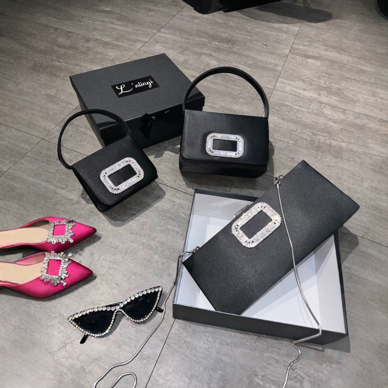 Rayleigh večernja torbica s rhinestones od svilenog satena, kvadratnog oblika, crossbody, zatvarač na zaključavanje, unutarnja pretinica za telefon, poliesterska podstava, proljeće 2025