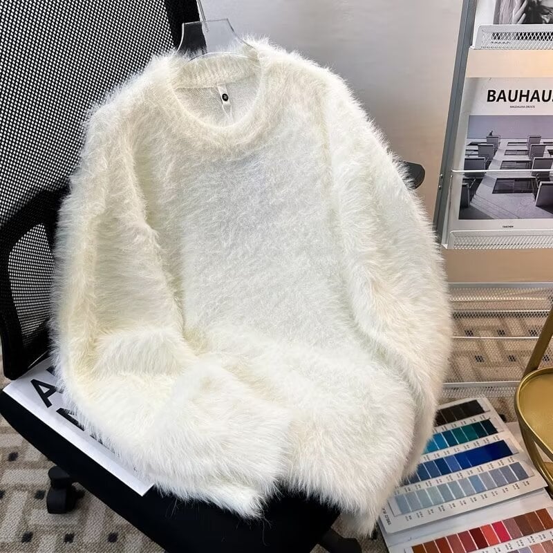 Džemper s dugim rukavima, okrugli izrez, slobodan kroj, prugasti uzorak; tkanina od pamuk-mešavine s 90% poliester