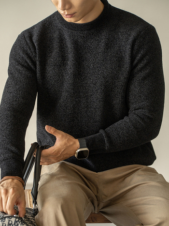 Muški džemper u Old Money stilu, 12-Needle pleteni vuneni, poluturtleneck ovratnik, debeli fleece unutrašnjost