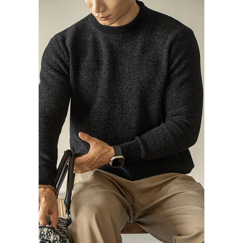 Muški džemper u Old Money stilu, 12-Needle pleteni vuneni, poluturtleneck ovratnik, debeli fleece unutrašnjost