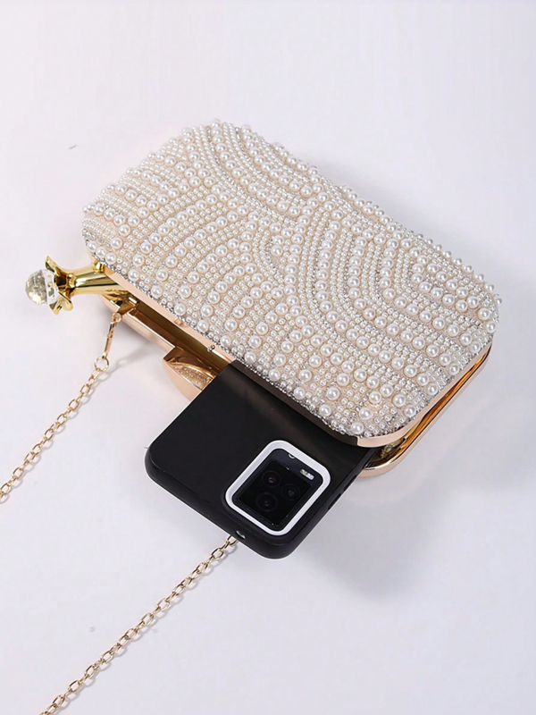 Večernja clutch torbica s malim kvadratnim oblikom, najlon tijelo, poliester podstava, džep za telefon, zaključavanje brava, Qingxing, proljeće 2024