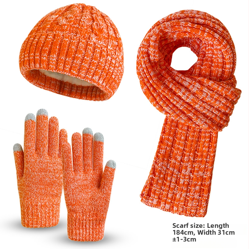 Τριών τεμαχίων πλεκτό χειμερινό σετ: καπέλο, φουλάρι και γάντια; ακρυλικό νήμα; πλέξη Jacquard; unisex ενήλικες; κατάλληλο για φθινόπωρο-χειμώνα