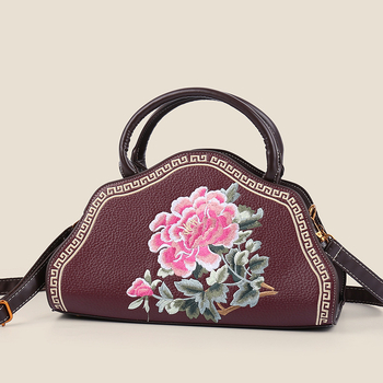 Elegantna večernja ručna torbica s ručnim vezom, dvostrano nošenje, PU koža, horizontalno pravokutni oblik, zatvarač, unutarnje pregrade za telefon i dokumente, poliester podstava