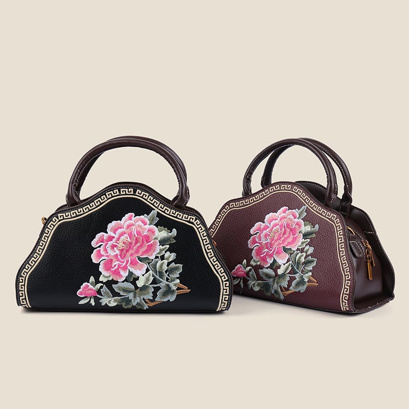 Elegantna večernja ručna torbica s ručnim vezom, dvostrano nošenje, PU koža, horizontalno pravokutni oblik, zatvarač, unutarnje pregrade za telefon i dokumente, poliester podstava