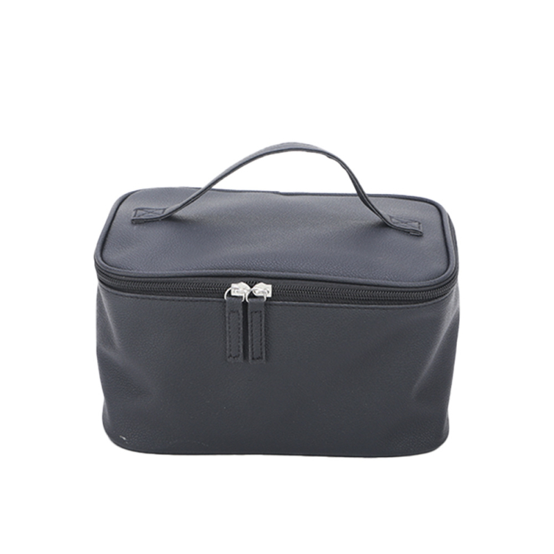 Τσαντάκι καλλυντικών από PU δέρμα με ενσωματωμένη τσέπη με φερμουάρ, κλείσιμο με φερμουάρ, οριζόντιο τετράγωνο σχήμα, επένδυση πολυεστέρα