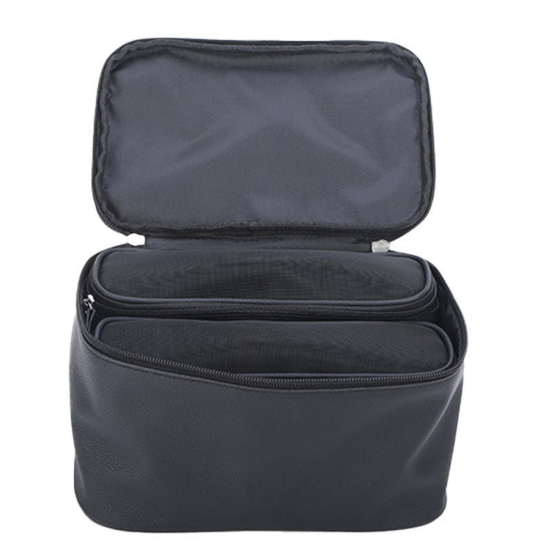 Τσαντάκι καλλυντικών από PU δέρμα με ενσωματωμένη τσέπη με φερμουάρ, κλείσιμο με φερμουάρ, οριζόντιο τετράγωνο σχήμα, επένδυση πολυεστέρα