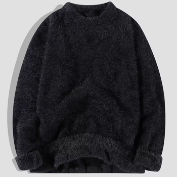 Férfi Mink Velvet kötött pulóver, lazább szabás, hosszú ujjú, poliészter keverék