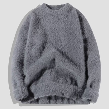 Férfi Mink Velvet kötött pulóver, lazább szabás, hosszú ujjú, poliészter keverék