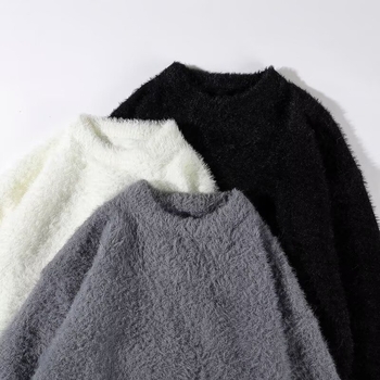 Férfi Mink Velvet kötött pulóver, lazább szabás, hosszú ujjú, poliészter keverék