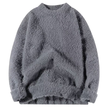 Férfi Mink Velvet kötött pulóver, lazább szabás, hosszú ujjú, poliészter keverék