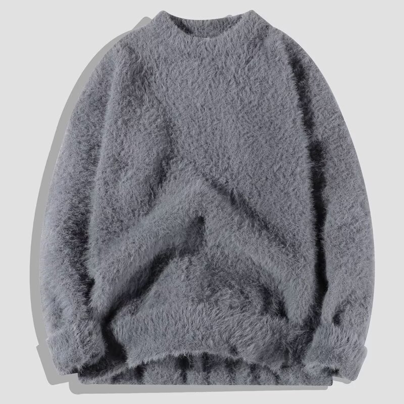 Férfi Mink Velvet kötött pulóver, lazább szabás, hosszú ujjú, poliészter keverék