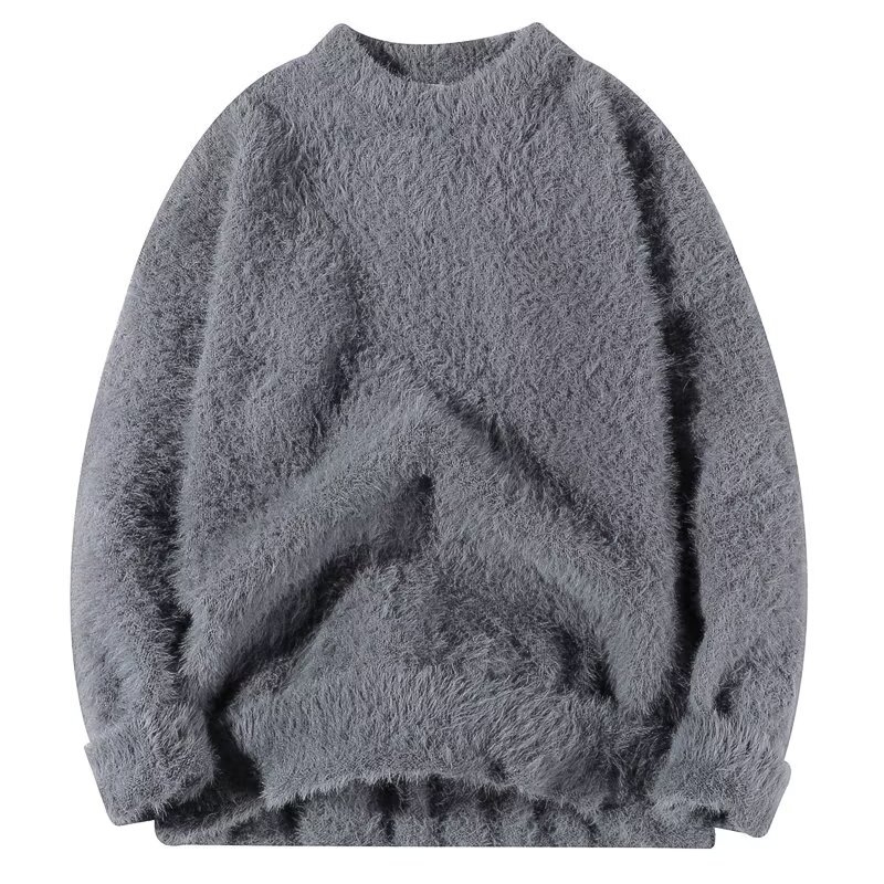 Férfi Mink Velvet kötött pulóver, lazább szabás, hosszú ujjú, poliészter keverék