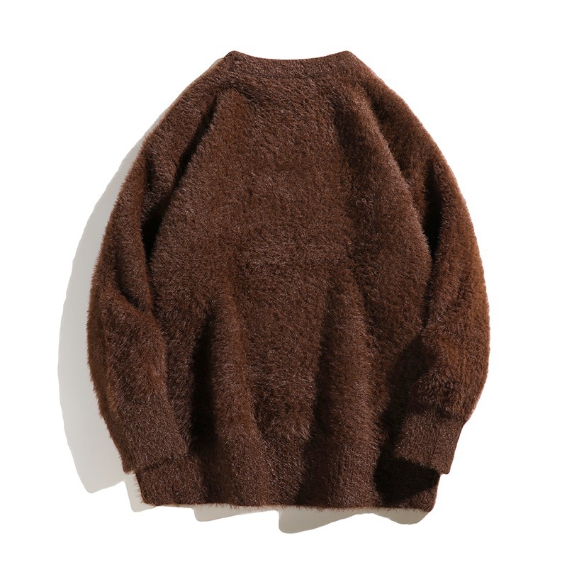 Férfi Mink Velvet kötött pulóver, lazább szabás, hosszú ujjú, poliészter keverék