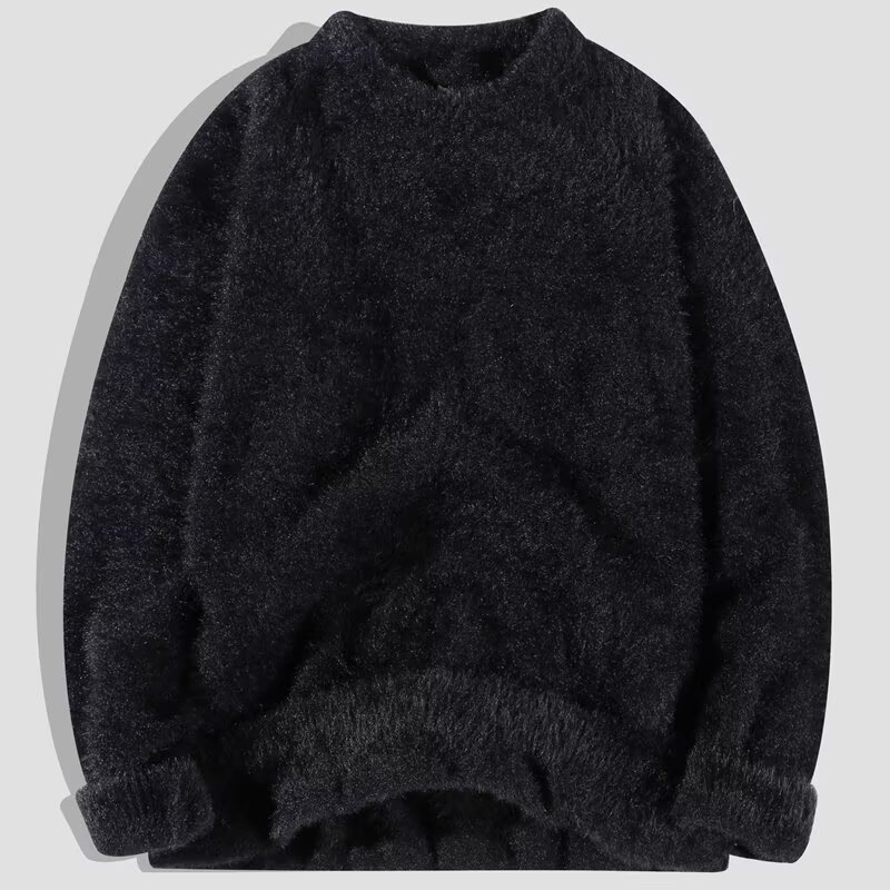 Férfi Mink Velvet kötött pulóver, lazább szabás, hosszú ujjú, poliészter keverék
